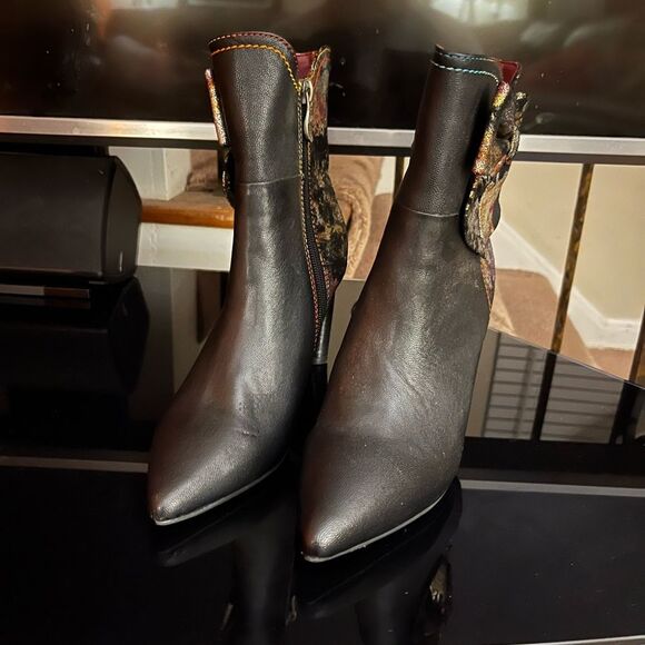 L'artiste Breathtaking Boots Multi Color Heel Leather Bow Size 37 new - Picture 5 of 12